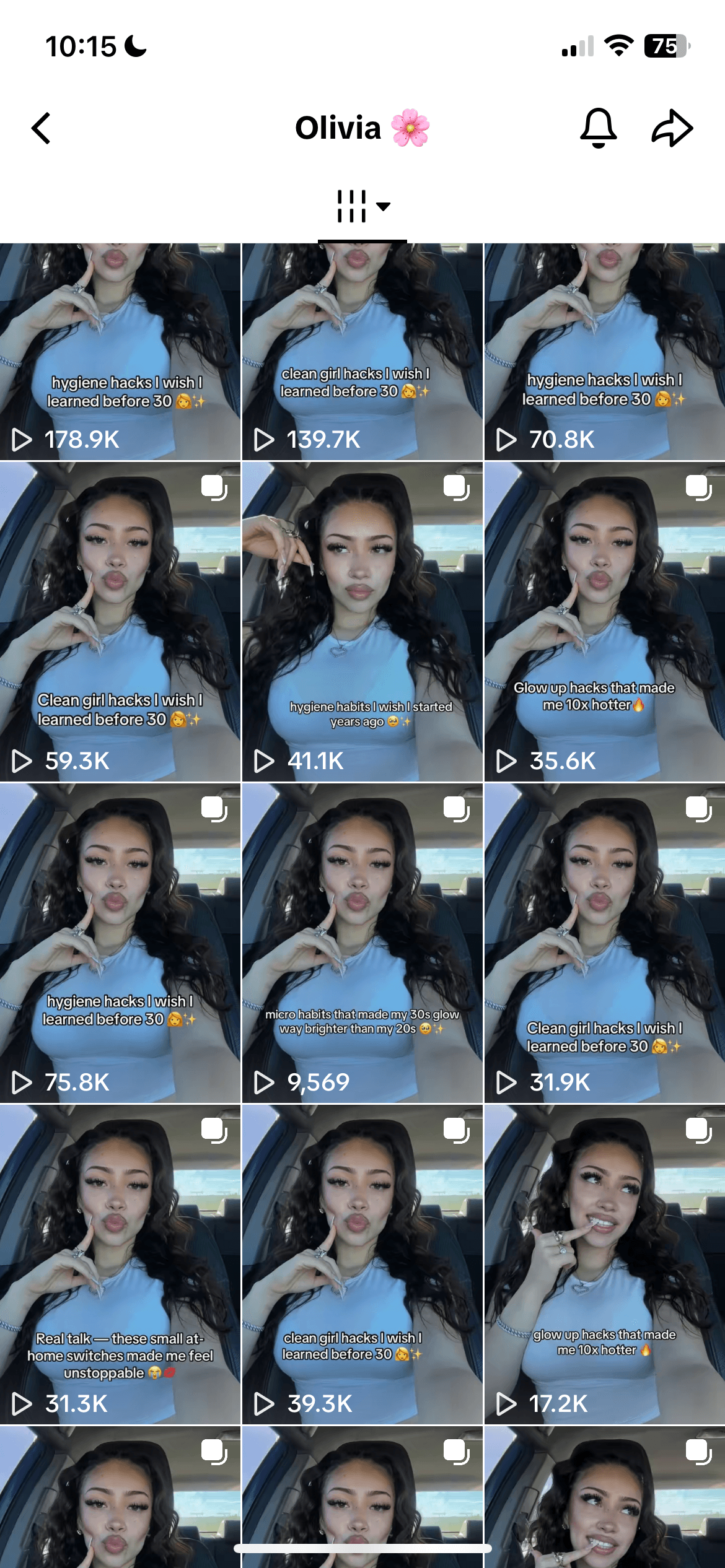 A screenshot of a TikTok page with faceless marketing using AI avatars