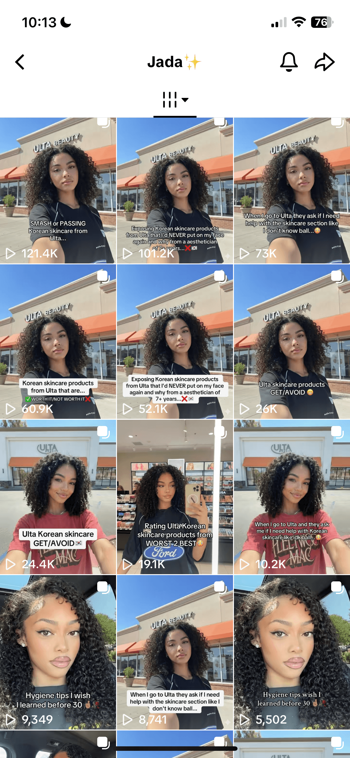 A screenshot of a TikTok page with faceless marketing using AI avatars