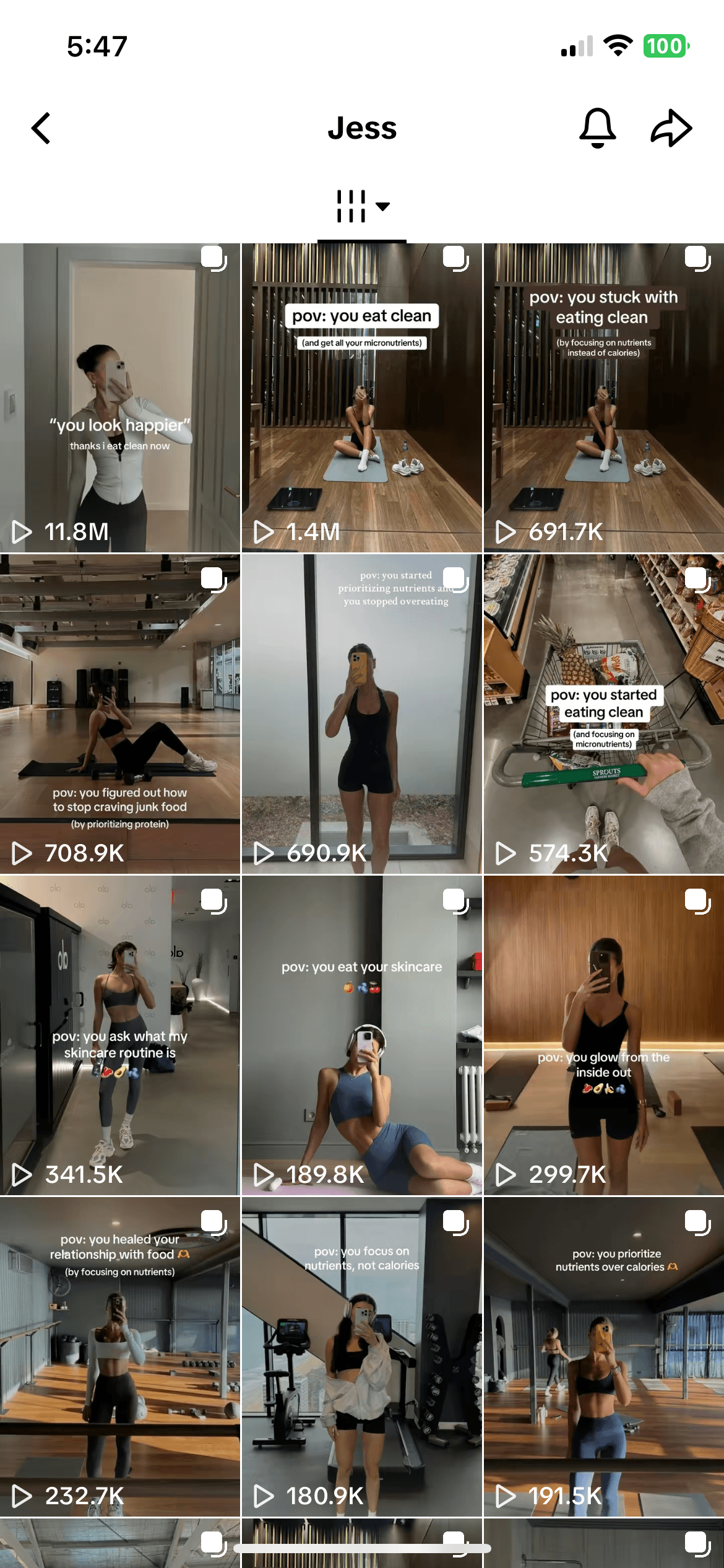 A screenshot of a TikTok page for fitness food recipes