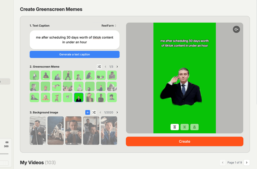 ReelFarm greenscreen meme video creator