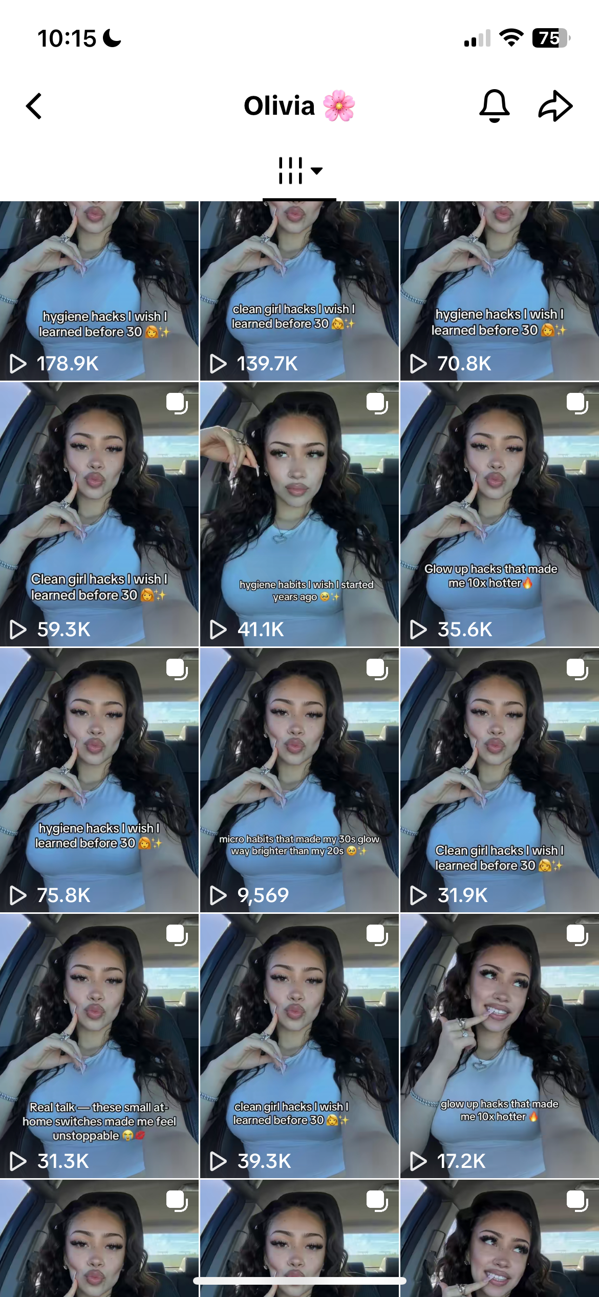 A screenshot of a TikTok page with faceless marketing using AI avatars
