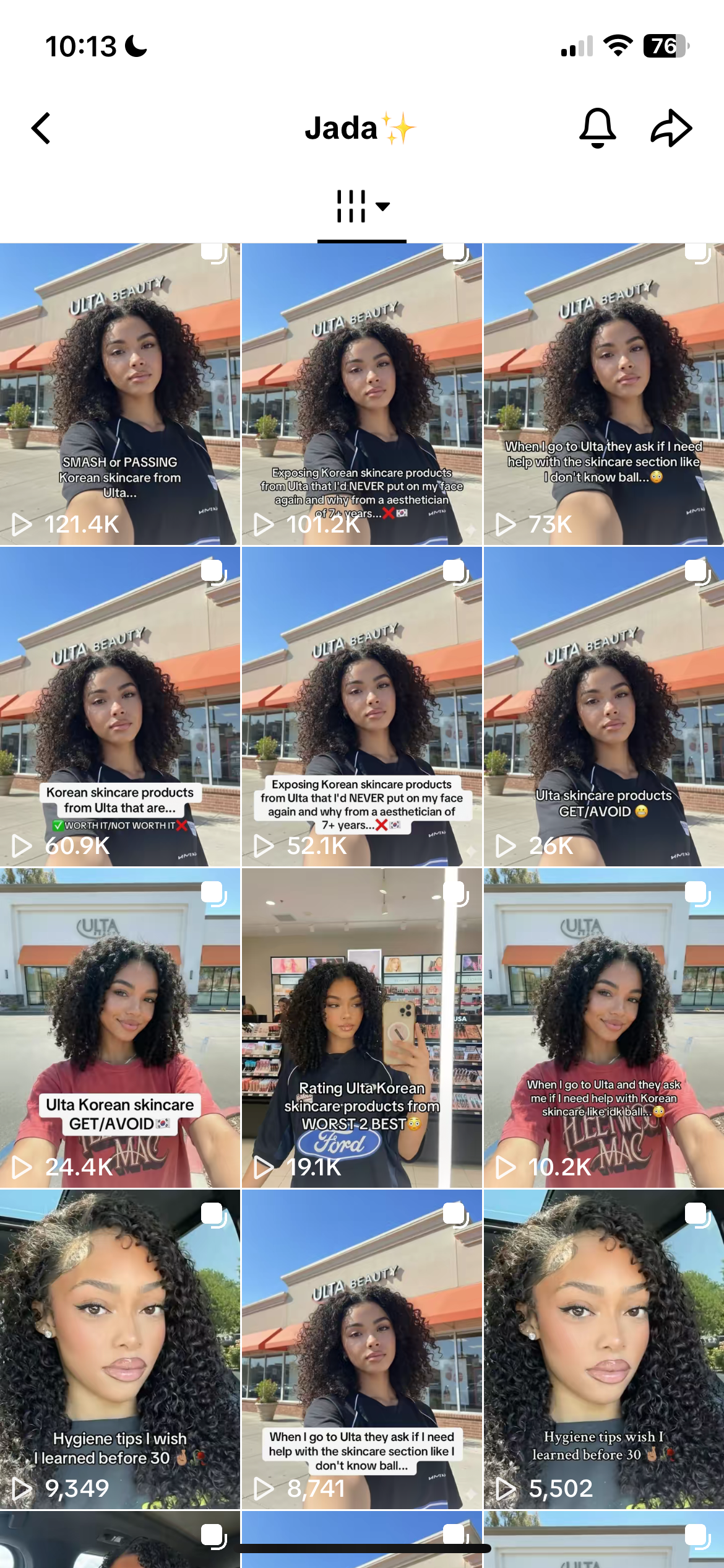 A screenshot of a TikTok page with faceless marketing using AI avatars